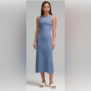 Lululemon All Aligned Ribbed Midi Dress in Washed Denim Blue- NWT -  Size 6